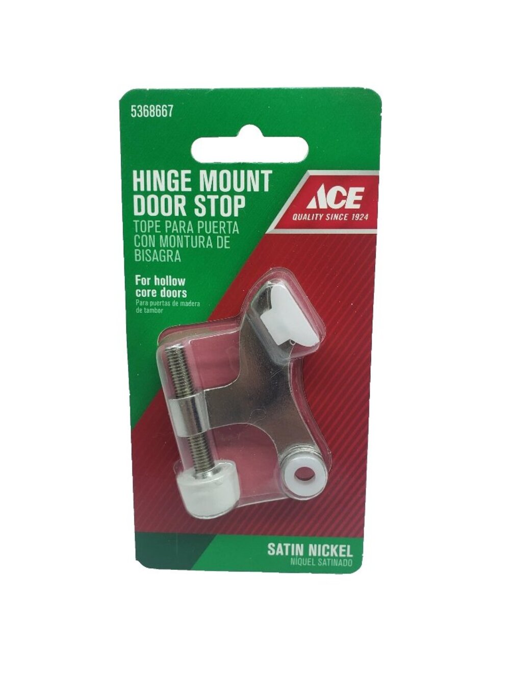 ACE Hinge Mount Door Stop for Hollow Core Doors Satin Nickel  #5368667
